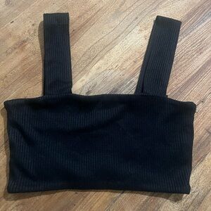 SHEIN Black Ribbed Crop Tank